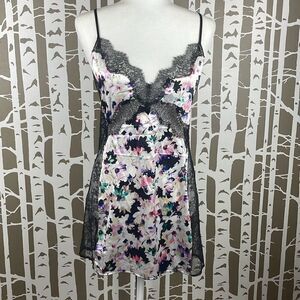 Victoria’s Secret Floral Print Satin and Lace Chemise Slip M